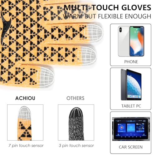 Image of Achiou Winter Gloves, Glove for Men Women, Upgraded Touch Screen Texting Warm Running with Thermal Soft Knit Lining
