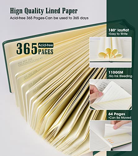 Image of Lined Journal Notebook, 365 Pages B5 Large Journals for Writing Ruled Notebook, Hardcover Leather Journal for Women Men, Daily Notebook for Work, Note Taking, 100Gsm Thick Paper( 7.6'' X 10'' Green)