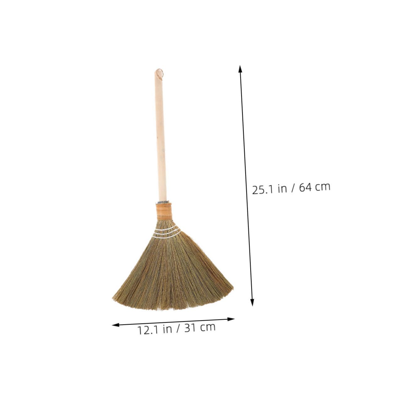 Healeved Escoba de maíz natural hecha a mano con mango de madera suave para patio, garaje y uso comercial, diseño tradicional vietnamita para limpieza de patio y jardín