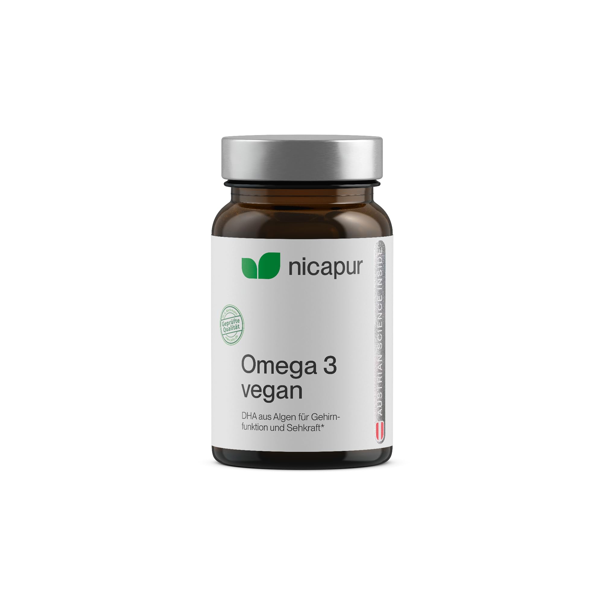 NICApur Omega 3 vegan, Öl aus der Mikroalge Schizochytrium - 24 g - 30 Kapseln