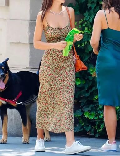 Himosyber Womens Floral Dress Low-Cut Square Neck Spaghetti Strap Tie Bodycorn Dresses3