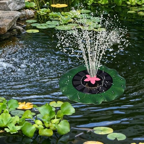 Image of Oblivion Solar Fountain for Garden 1 Pc - Decorative Solar-Powered Floating Water Pump with Lotus Leaf Base for Bird Bath and Pond - Energy-Efficient Aerator with Multiple Spray Nozzles