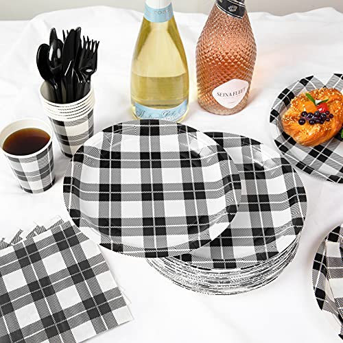 Decorlife 80 Count Buffalo Plaid Plates, 9 Inch Black And White Paper Plates For Party Supplies #TOP4