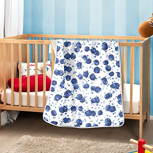 Image of Swaddle Blanket Blueberry Natural Fresh Ripe Tasty Blueberries Cotton Blanket for Infants, Receiving Blanket, Lightweight Soft Swaddling Blanket for Crib, Stroller, Nursery Blankets, 30x40 in