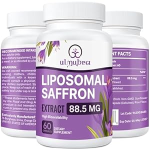 Liposomal Saffron Supplements 88.5 mg, Maximum Absorption, 100% Pure Saffron Extract Capsules for Mood, Energy, Vision & Focus – 60 Vegan Capsules