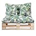 BRAVO HOME Set 4 Coussins pour Canapé Palette Intérieur/Extérieur - Assise 120 x 80 x 10 cm + Dossier 120 x 50 x 10 cm + 2 Coussins carrés - Coussin Comfort pour Sofa Palette Europe (Feuille)