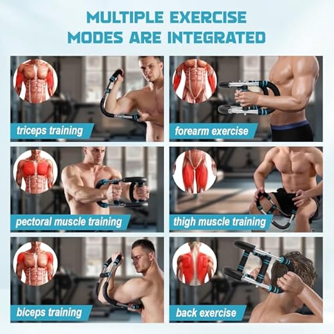 Twister Arm Trainer Exerciser Adjustable 65-110lbs Chest Shoulder Arm Workout Equipment with 2pcs Wrist Brace, Arm Trainer Detachable Design Fitness Upper Body Fitness Machine for Home & Gym