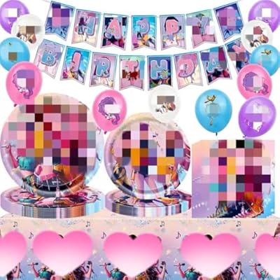 60 Piezas guerreras k-pop cumpleaños,Bandera de cumpleaños de las con globos, pancarta de anime Vajilla Fiesta (B) | Ya disponible en tu tienda friki favorita! En mundofriki.es!