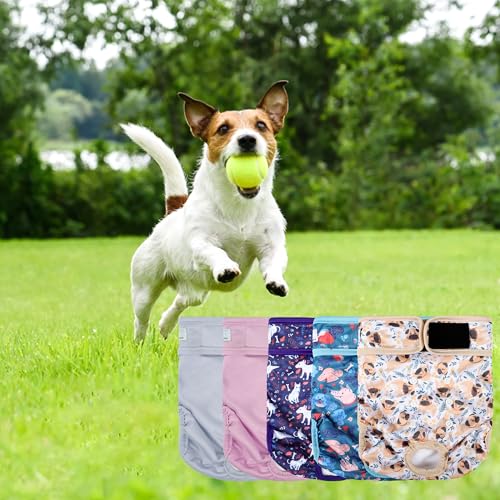 Image of 5Pack Female Dog Diapers Washable,Reusable Diaper for Doggie,Highly Absorbent Dog Diaper,Adjustable Leakproof Puppy Diapers Skirt for Heat,Incontinence,Period Doggy Nappies
