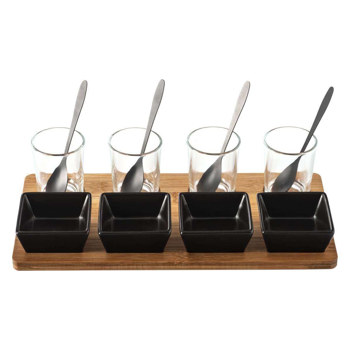 Secret De Gourmet - Set 6 Sottobicchieri In Bambù Con Portabicchiere, Ecologici E Naturali - 2