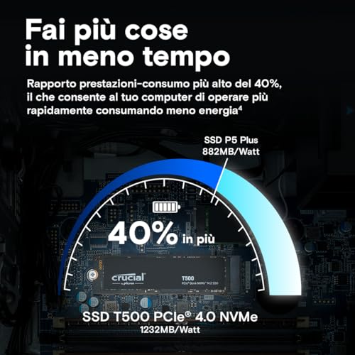 T500 2TB SSD di Gioco Interno M.2 PCIe Gen4 NVMe & Kit di RAM  Pro Desktop da 48 GB (2x24 GB) DDR5 6000MHz - Hdd - Immagine 3