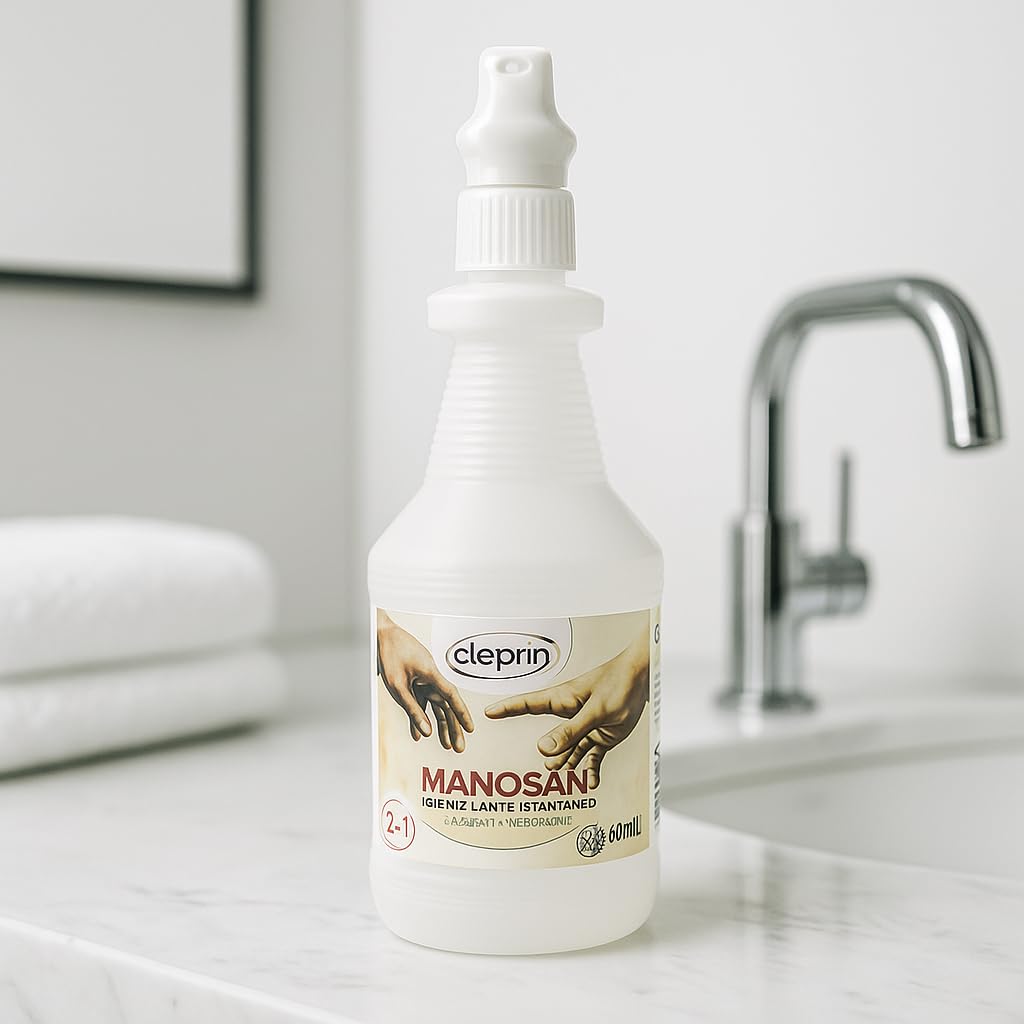 MANO SAN Detergente Igienizzante, Base Alcolica 70%+, Per Mani e Superfici, Spray Istantaneo, Per Tessuti e Mascherine, Formula 100% sicura