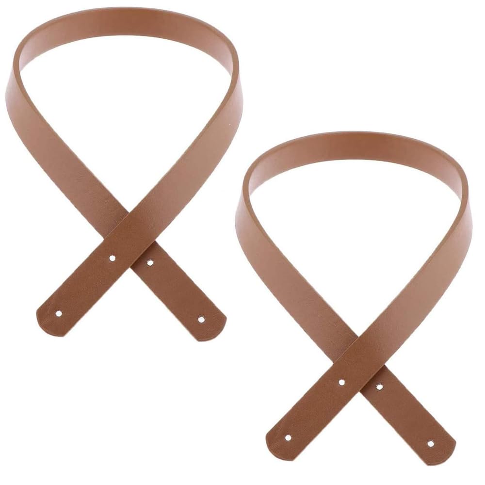 POFET - Juego de 2 Asas de Bolsa de Asas de Cuero sintético sólido para la fabricación de Bolsos de Mano, para Coser (60 cm), Color marrón