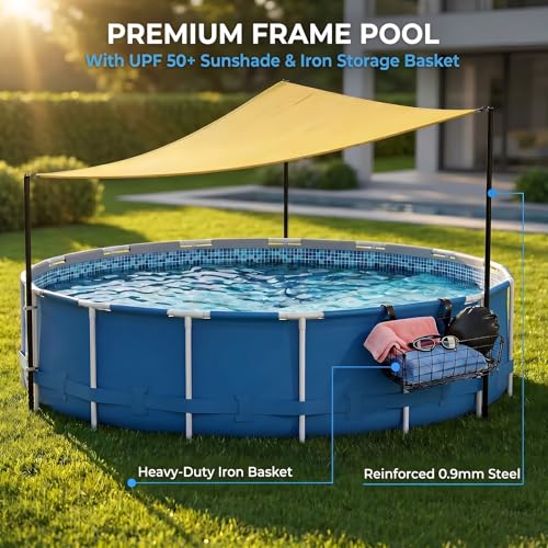 Toldo para piscina con canasta metálica y protección UV miniatura 3