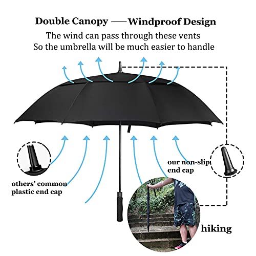 Gooumainbera 62 Inch Golf Umbrella 2 Packs,Extra Large Umbrella Size, Automatic Open Oversize Umbrella With Double Canopy Windproof Design - Heavy Duty Umbrella,Waterproof Stick Umbrella #TOP3