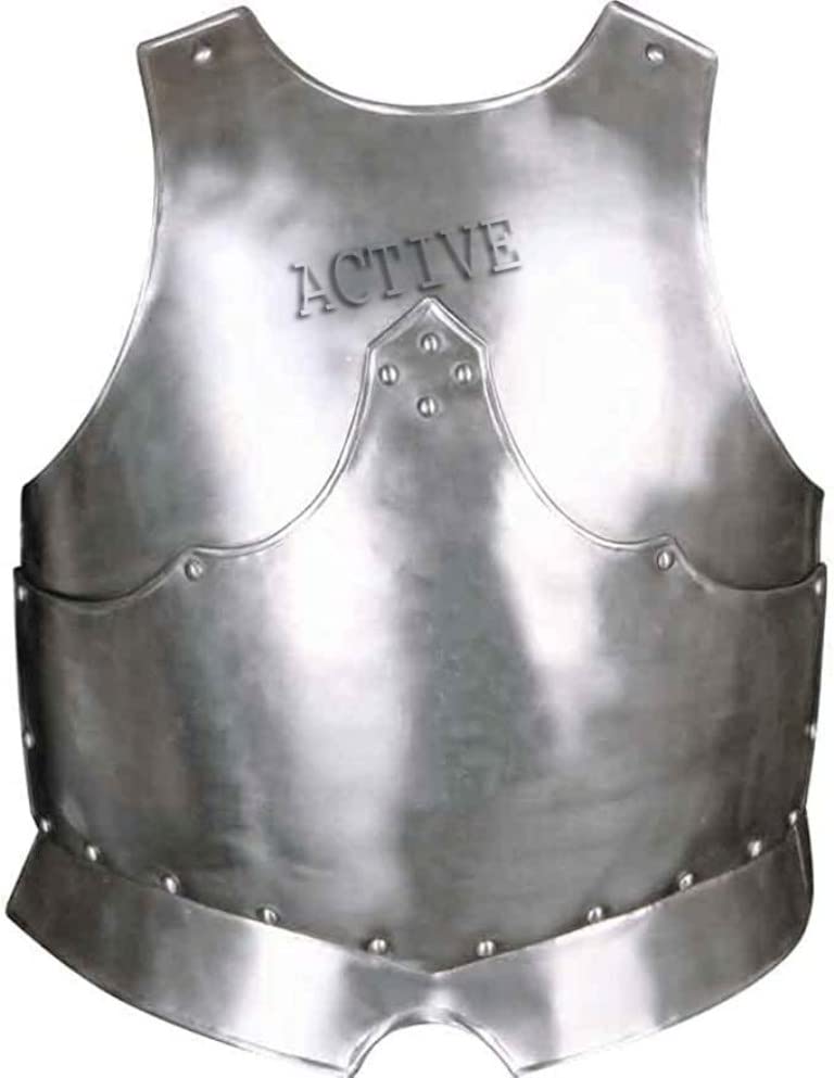 ACTIVE INDUSTRIESMedieval Armor Steel Gustav Breastplate Protection Silver Christmas Arm Steel Designer Jacket Costume Arm Steel Silver Knight Jacket Costume, Silver