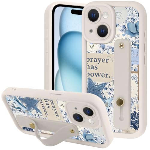 Coque iPhone 15 anti-choc en TPU fin avec béquille et motif baleine bleue