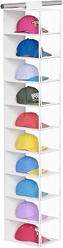 KEEGH 10 Shelf Hat Rack with Dust Cover All-Round Protect, Clear/White