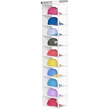 KEEGH Hat Rack with Dust Cover All-round Protect 10 Shelf Hat Storage Hat Organizer for Baseball Caps, Visible Baseball Cap Organizer Hat Holder for Closet, Clear/White