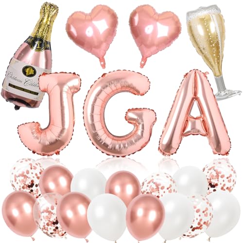 JGA Deko Frauen, Junggesellinnenabschied Deko Rosegold, JGA Luftballons, Folienballons Latexballons Rosegold JGA für Junggesellenabschied Frauen, Bachelorette Party, Polterabend Deko