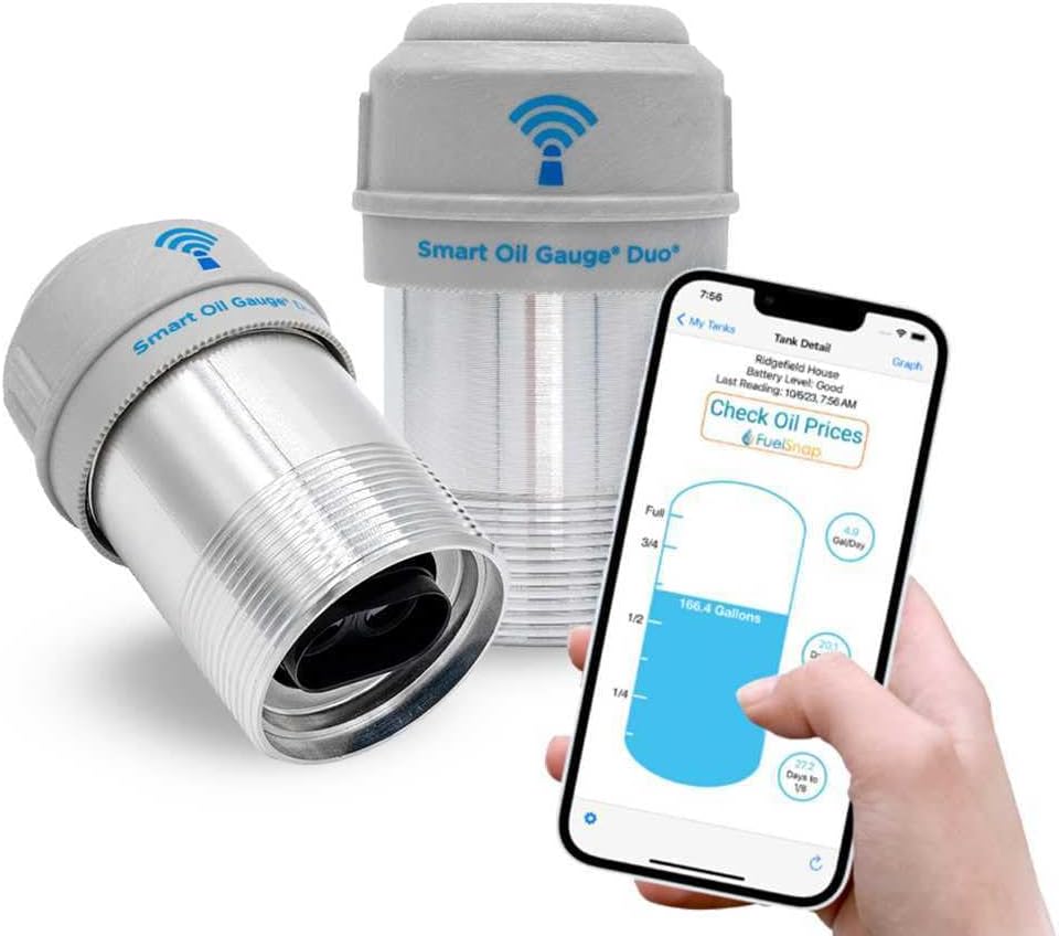 Smart Oil Gauge Duo - Advanced Dual Sensor Wi-Fi Heating Oil Tank Gauge - Compatible with Alexa - Designed for 138/275/330/500 Gallon Tanks (Vertical/Horizontal)