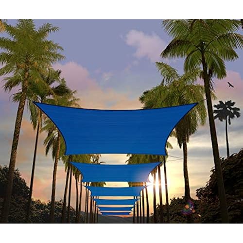 Amgo Custom Size 16' x 19' Blue Rectangle Square Sun Shade Sail UPF50+ AGTAPS12, Order to Make Canopy Awning, 95% UV Blockage, Water & Air Permeable, Commercial and Residential (We Customize)