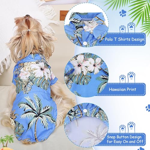 Hawaii Hunde Shirts für Kleine,Sommer Hundeshirts,Pet Poloshirt T-Shirt,Hunde Shirt für Kleine Dog,Hundeshirt Bedruckte T-Shirts Schnell Trocknende Atmungsaktive für Small Dog Katzen (Himmelblau,M)