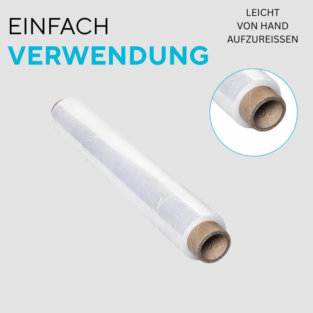 Enpack Frischhaltefolie transparent aus PE - 4 Rollen - 300m lang x 45cm breit - Großrollen Klarsichtfolie reißfest - Küchenfolie Profi-Rollen