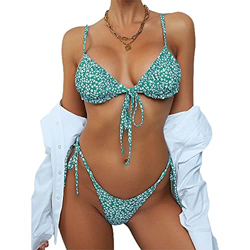 ZAFUL Ditsy Floral Frilled Tie Knot Front Riemchen-Bikini-Sets Bademode