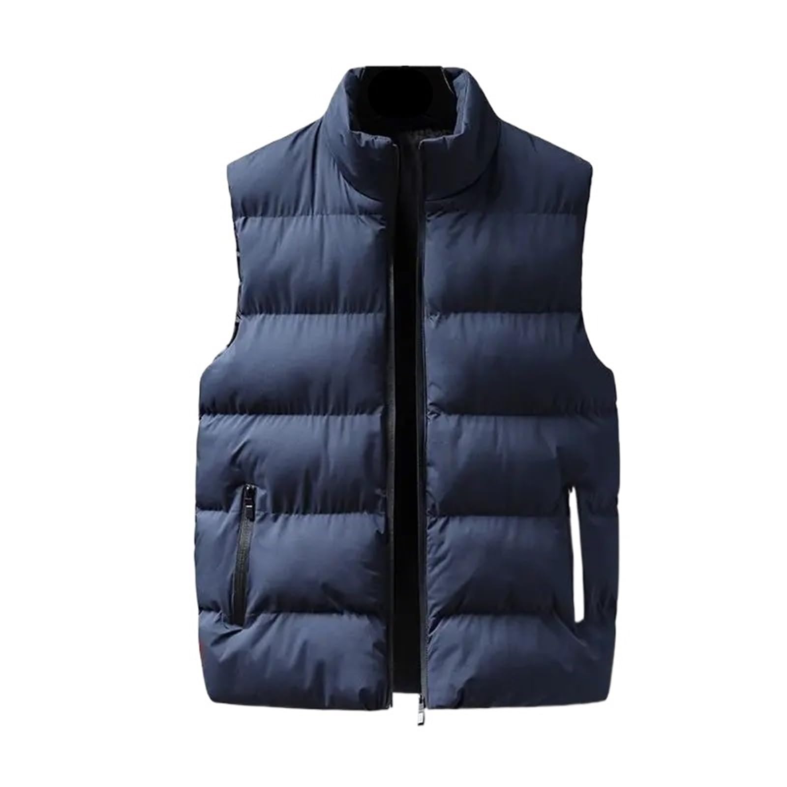 HWJFDC Puffer Gilet Winter Mens Vest Jacket Warm Sleeveless Waistcoat Casual Down Cotton Light Thicken Zipper Coat Stand Collar Vest Jacket(Blue,M 40-50KG)