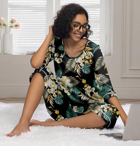 Image of PrinStory Womens Pajama Sets Capri Pjs Soft Lounge Sets XS-4XL
