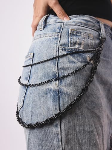 Sacina Gothic Black Layred Biker Pants Chain, Wallet Belt Chain, Goth Grunge Accessories, Jewelry Gift for Women3