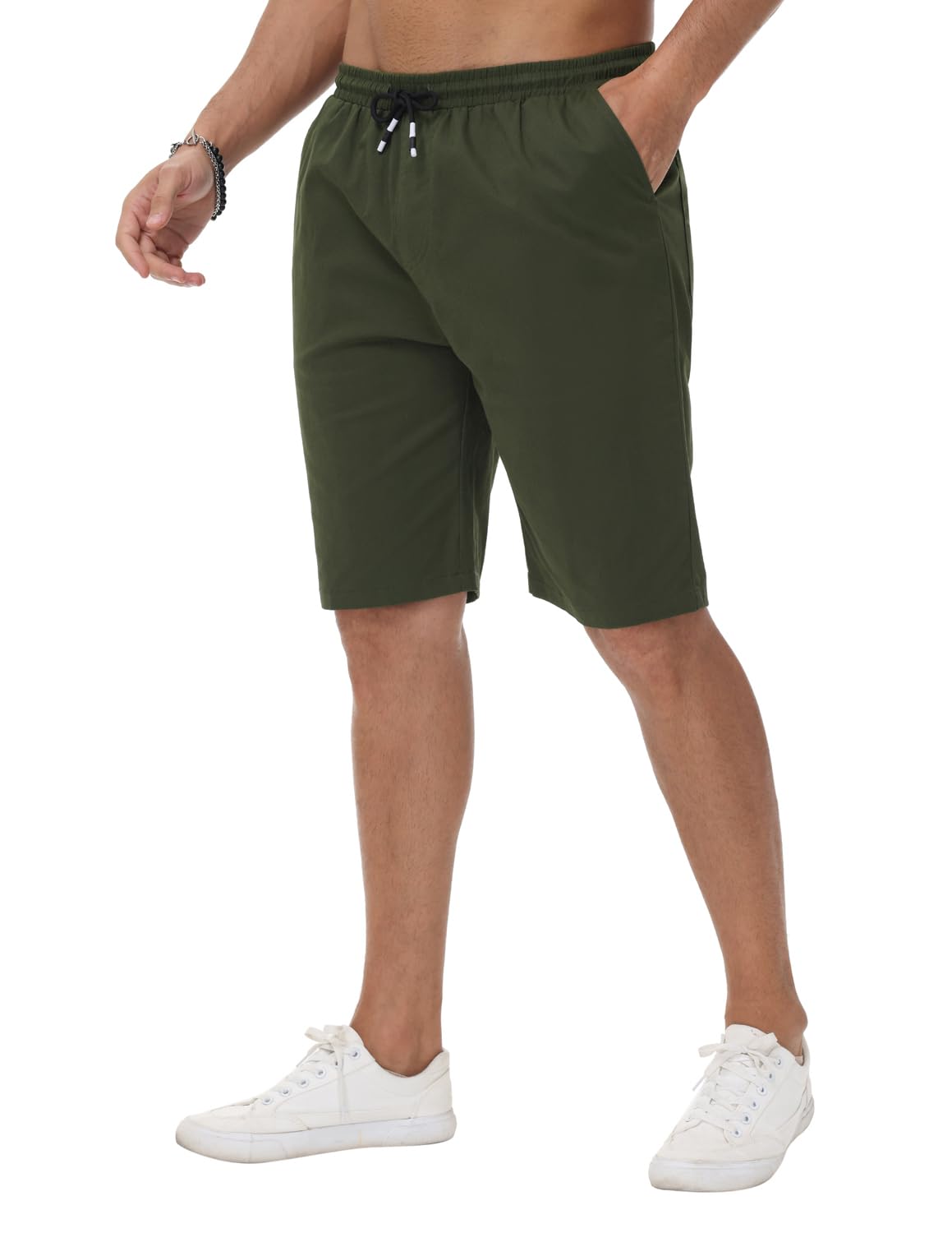 VMSUCIJ Pantaloncini Uomo Estivi Eleganti Casual Elastico Cotone da Pantaloni Corti Uomo Pantaloncini da Corsa Jogging con Tasche