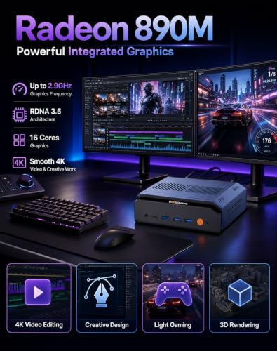 Image of BOSGAME M6 AI Mini PC Ryzen AI 9 HX370, 32GB DDR5, 1TB SSD | Ryzen AI 9 HX370 Mini PC with Radeon 890M Graphics, DDR5 Memory, PCIe 4.0 SSD and OCulink eGPU Expansion.