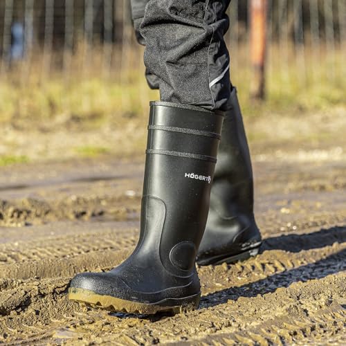 Högert Technik - RITTER Schutzstiefel Gummistiefl | Wasserdichter Sicherheitsstiefel und Arbeitsstiefel | Sicherheitsgummistiefel | EN ISO 20345 | S5 SRA schwarz 46