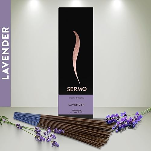 Sermo Premium - 24 varillas de incienso enrolladas a mano con bajo contenido de humo, perfectas para aromaterapia, meditación, relajación,