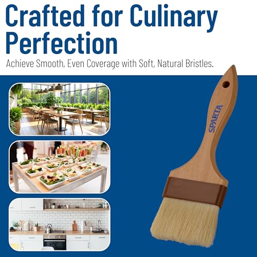 Image of SPARTA Kitchen Basting Brush - 4037500 Basting Brush for Cooking Flat Boar Bristle Brush, Hardwood Handle for Kitchens, Restaurants, Catering, High Heat Food Prep, 3in, Pack of 12