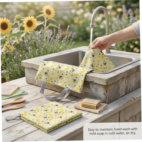 Bolsas de almacenamiento de pan premium pack de 2 envoltorios de cera de abejas naturales 4