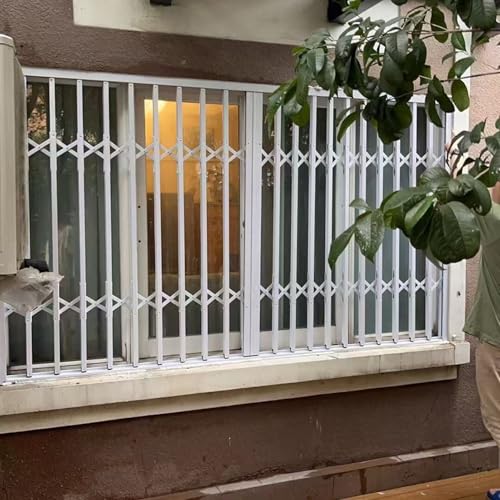 Reja Ventana Barras de Seguridad Plegables para Ventanas de Balcón, Reja Antirrobo Extensible para Ventanas con Cerradura, Rejilla de Seguridad Metálica Resistente(W40xH28in/100x70cm)