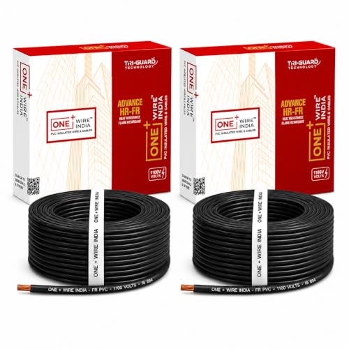 Image of 90m PVC Copper Electrical Wire (Pack of 2), Black, 4.0 mm