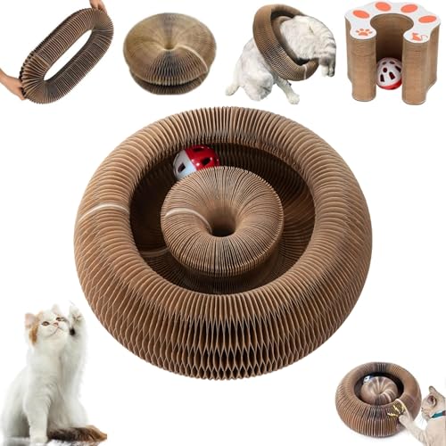 Kitty Curls Cat Toy Magic Organ Cat Toy Cat Scratcher for Grinding Claw Cardboard Cat Toys Interactive Scratch Pad with Toy Ball