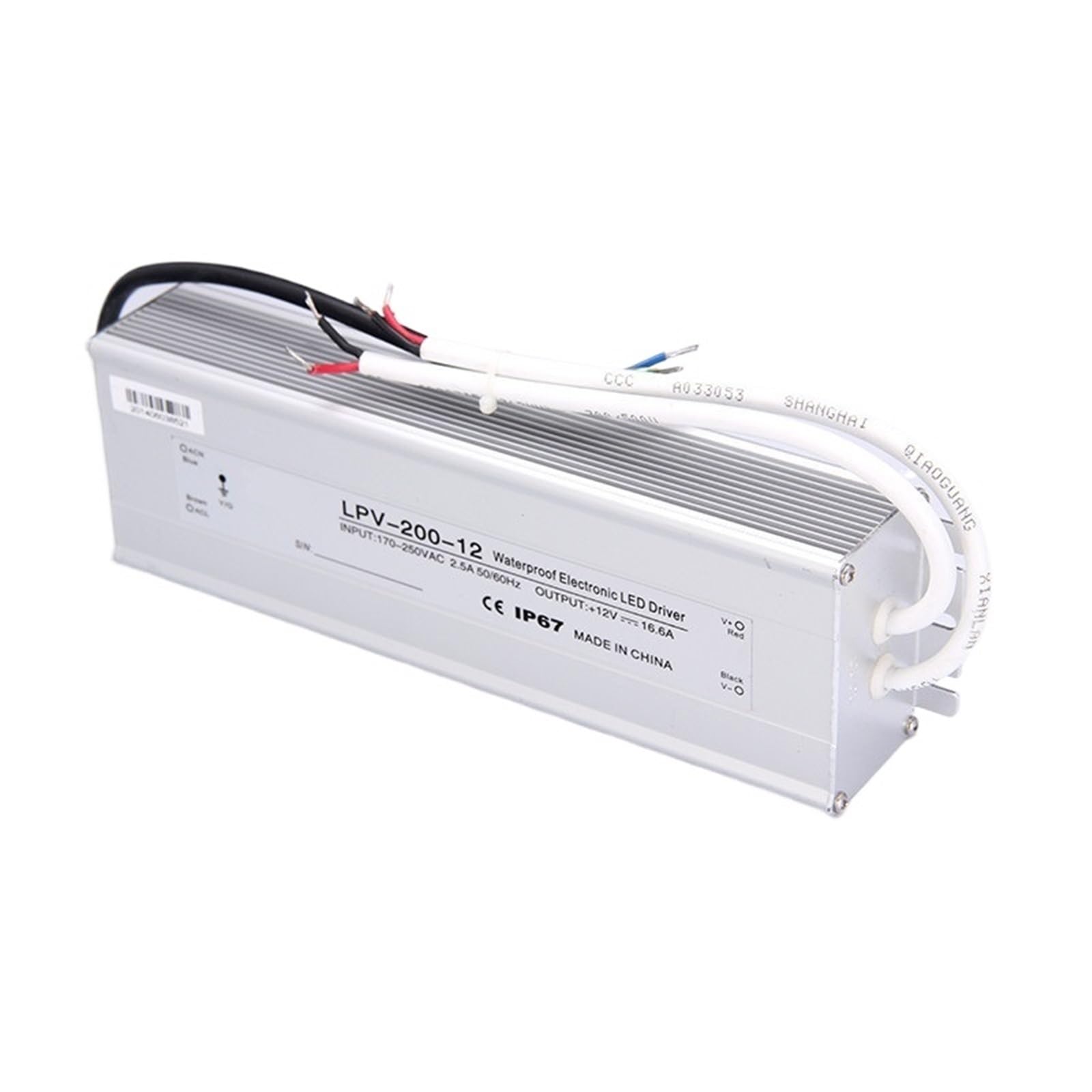 LED-Treiber IP67, 200 W, 12 V, 16,5 A, für den Außenbereich, für Lichtstreifen, Trafo, Beleuchtung, Netzteil LPV-200-12