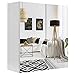 Tangkula Bathroom Cabinet Wall Mounted Mirrored Home Bathroom Kitchen Two Door Storage Frameless Multifunction Medicine Storage Cabinet, 24" (White)