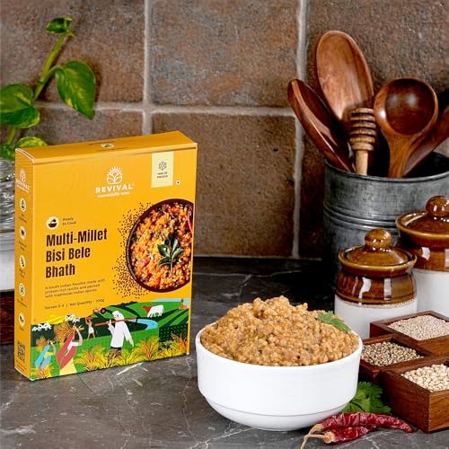 Image of Revival Millet Combo Pack - Instant Biryani, Pongal, Bisi Bele Bath & Pancake Mix (800g) | High-Protein, High-Fiber | Healthy Ready-to-Cook Indian Meals | No Preservatives