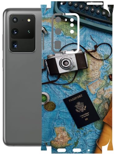 Image of AtOdds - Full Body Back Screen Guard Protector Film - Lamination Wrap Skin Sticker Compatible with Samsung Galaxy S20 Ultra | Scratchproof Matte Finish (Travel Map)