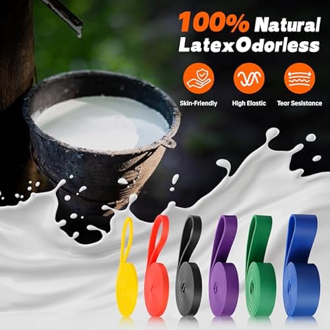 Resistance Bands for Working Out, 6 Packs Exercise Bands, Workout Bands, Pull Up Assistance Bands for Body Stretching Training Physical Therapy Muscle Training for Men & Women