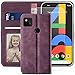 Produktbild YATWIN Handyhülle Kompatibel mit Google Pixel 4a 4G Hülle +1 Stück Panzerglas Schutzfolie, Klapphülle Google 4A Premium Leder Brieftasche Schutzhülle [Kartenfach][Stand] Handytasche Case, Weinrot