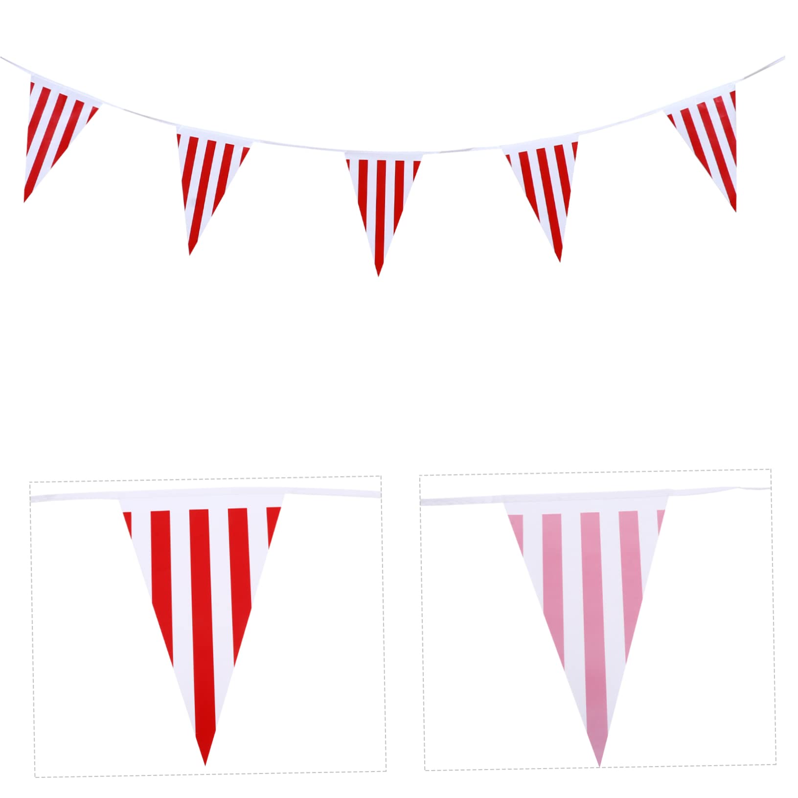 POPETPOP 6piezas Banderines De Fiesta De Decoración De Rayas y Blancas Banderas Colgantes Para Cumpleaños y Celebraciones
