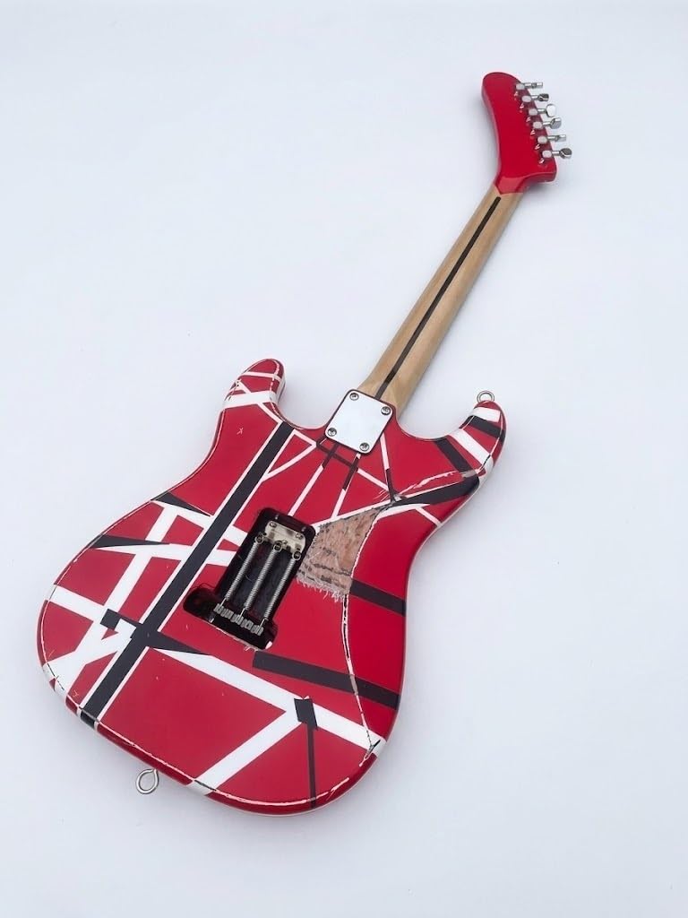 Chitarra elettrica a corpo solido, stile tributo heavy metal a strisce rosse con tremolo bloccabile, 6 corde full size for hard rock (Guitarra Eléctrica)