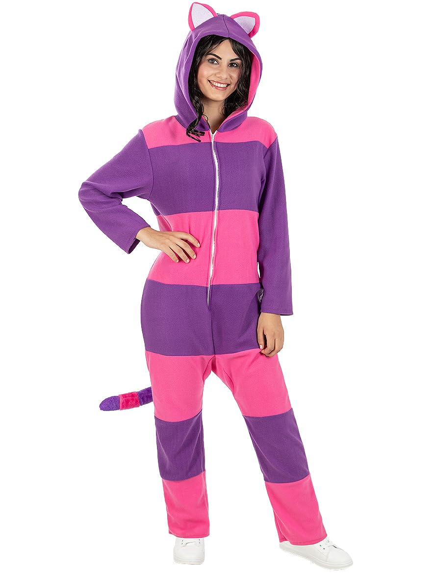 Funidelia | Disfraz de Gato Cheshire onesie para mujer Gato, Alicia en el País de las maravillas - Disfraz para adultos y divertidos accesorios para Fiestas, Carnaval y Halloween - Morado